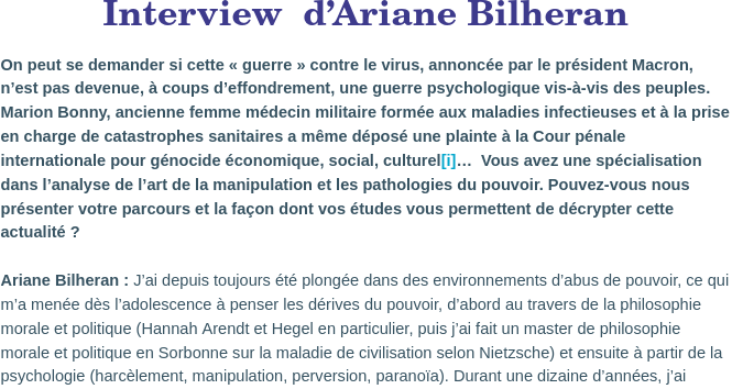 Interview met Ariane Bilheran