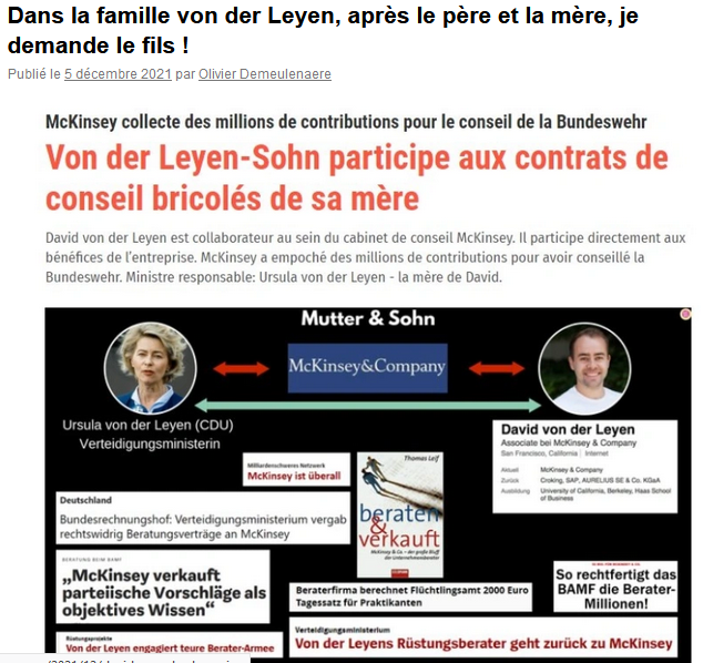 In de familie von der Leyen, vraag ik na de vader en moeder, naar de zoon!